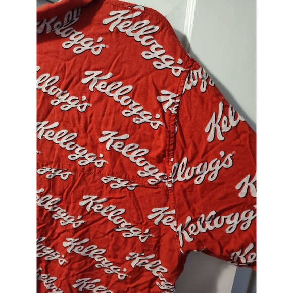 Kellogg's Button Shirt Men Medium Red Breakfast Cereal AOP Graphic Divided H & M - Picture 12 of 16